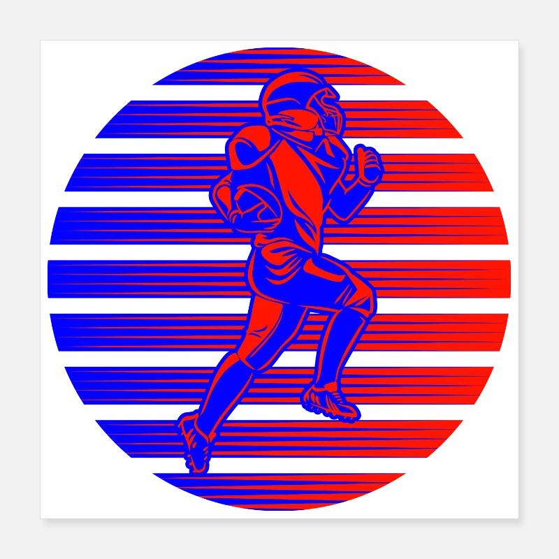 Quarterback rétro néon Poster 40 x 40 cm