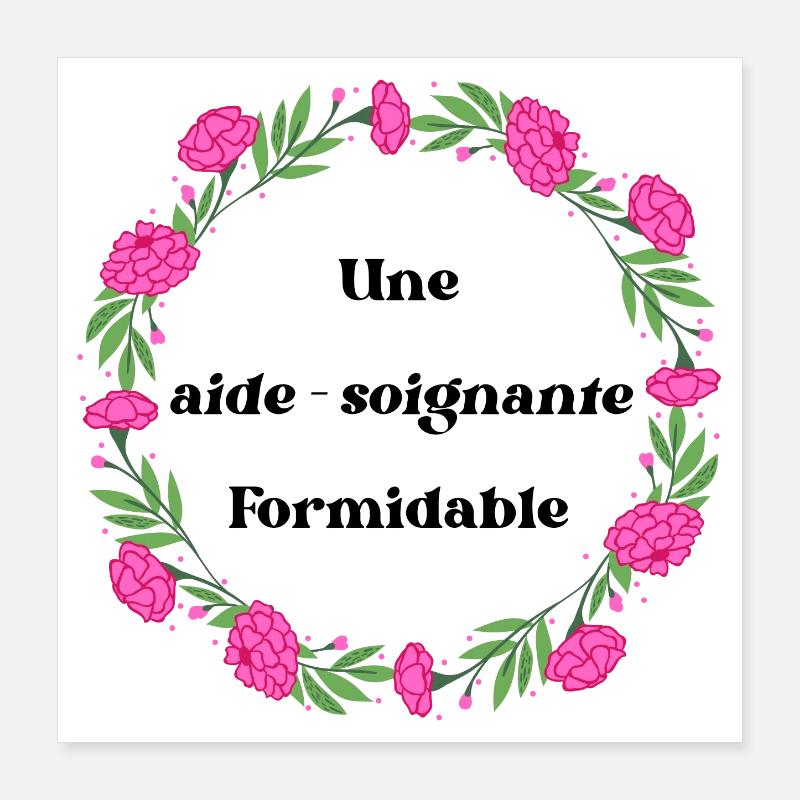 Une aide soignante formidable - couronne de fleurs Poster 40 x 40 cm