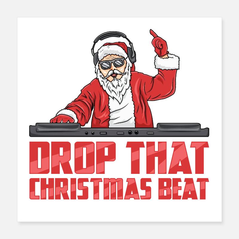 DJ Père Noël Poster 40 x 40 cm