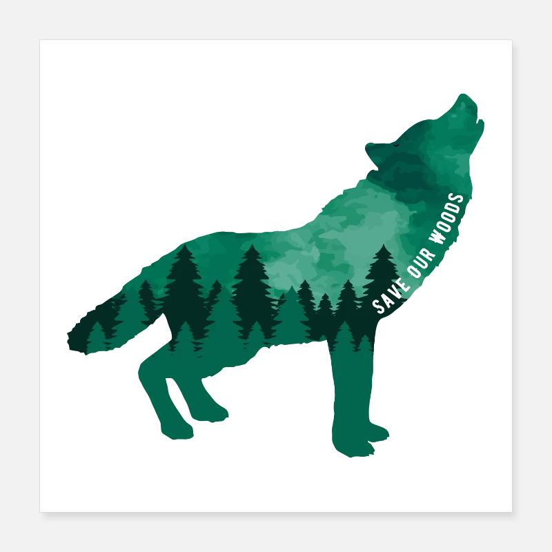 Climate Change Environmental Protection Wolf Poster 16" x 16" (40x40 cm)