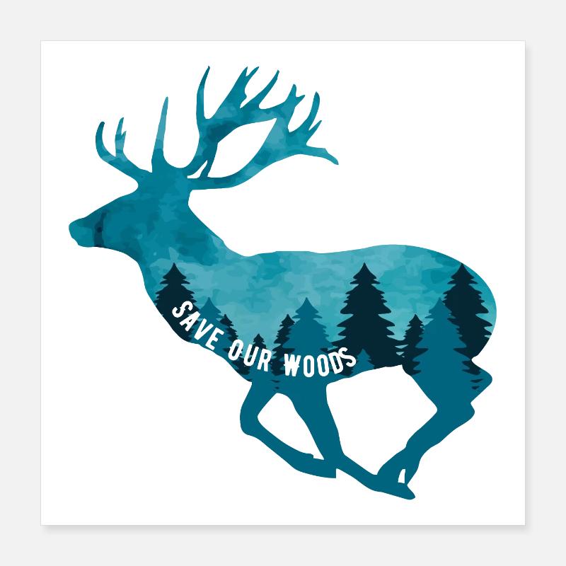 Climate Change Environmental Protection Deer Stag Poster 16" x 16" (40x40 cm)