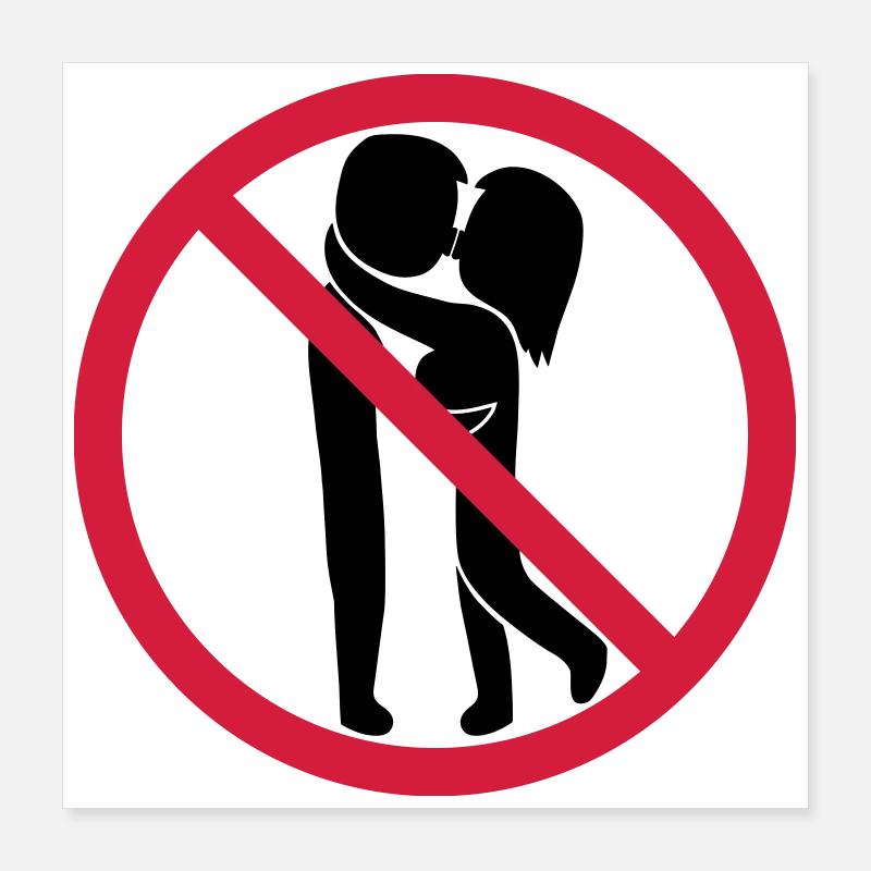 Küssen verboten Schild Poster 40x40 cm