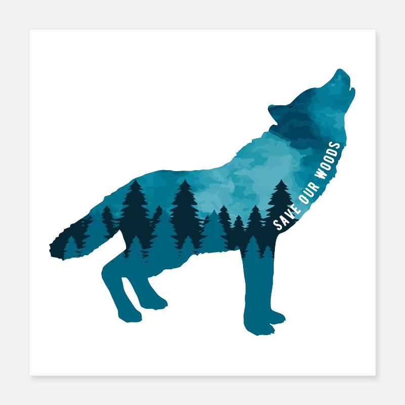 Climate Change Environmental Protection Wolf Poster 16" x 16" (40x40 cm)