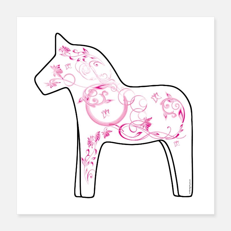 Dala Cheval Rose Poster 40 x 40 cm