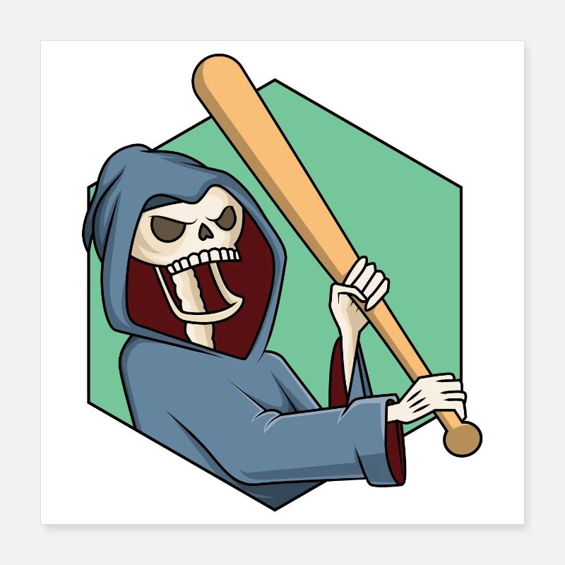 Sensenmann mit Baseballschläger Poster 40x40 cm