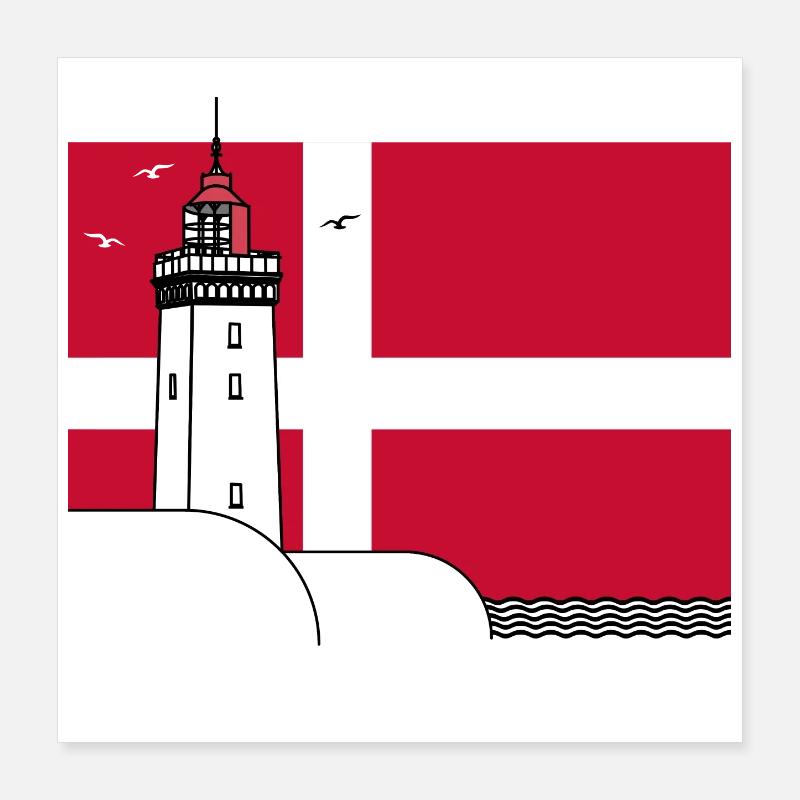 Drapeau du Danemark avec phare de Rubjerg Knude Poster 40 x 40 cm