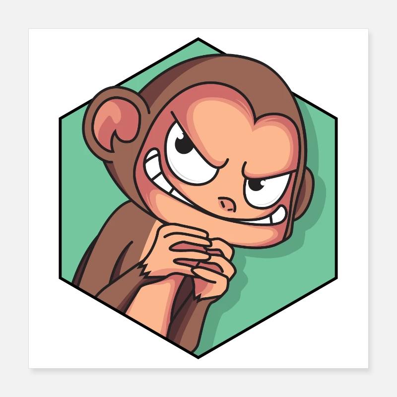 Singe rusé | Drôle de singe Poster 40 x 40 cm