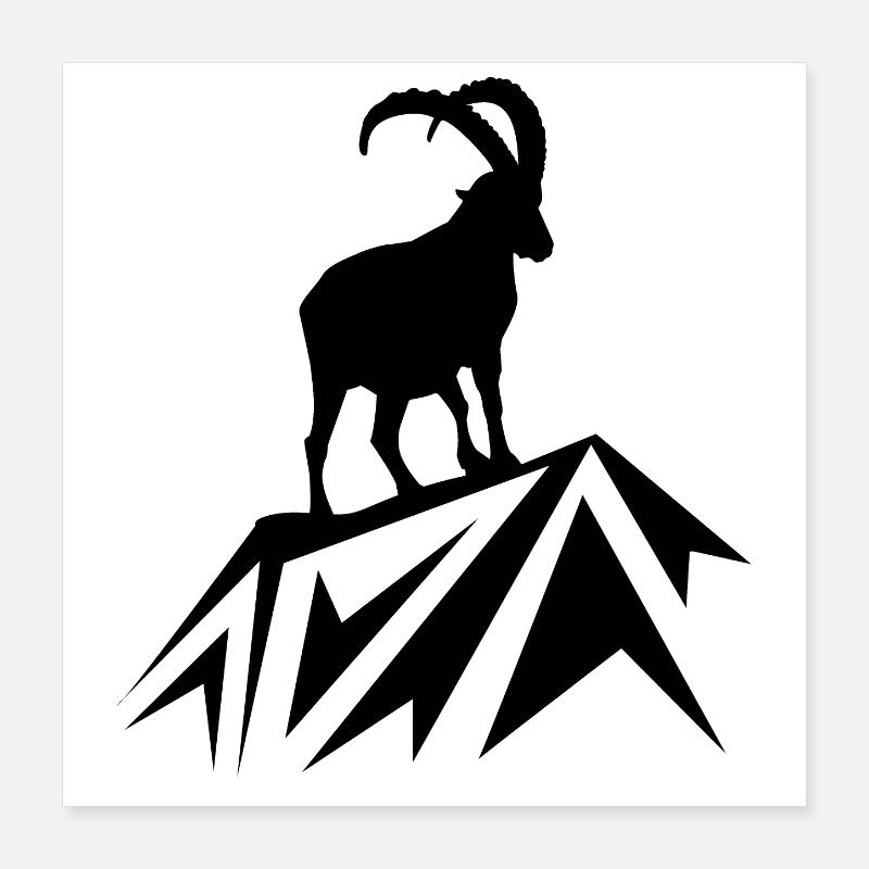 Capricorn on a mountain Poster 16" x 16" (40x40 cm)