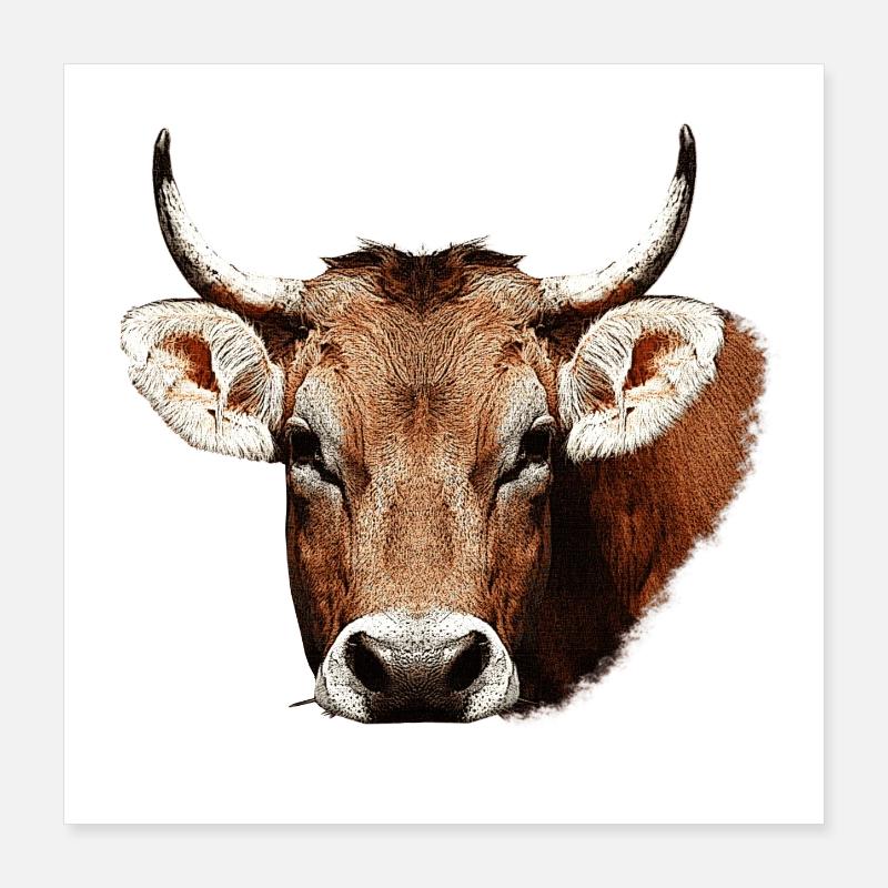 süße tierdesigns mädchen, kuh beige, rustikal Poster 40x40 cm