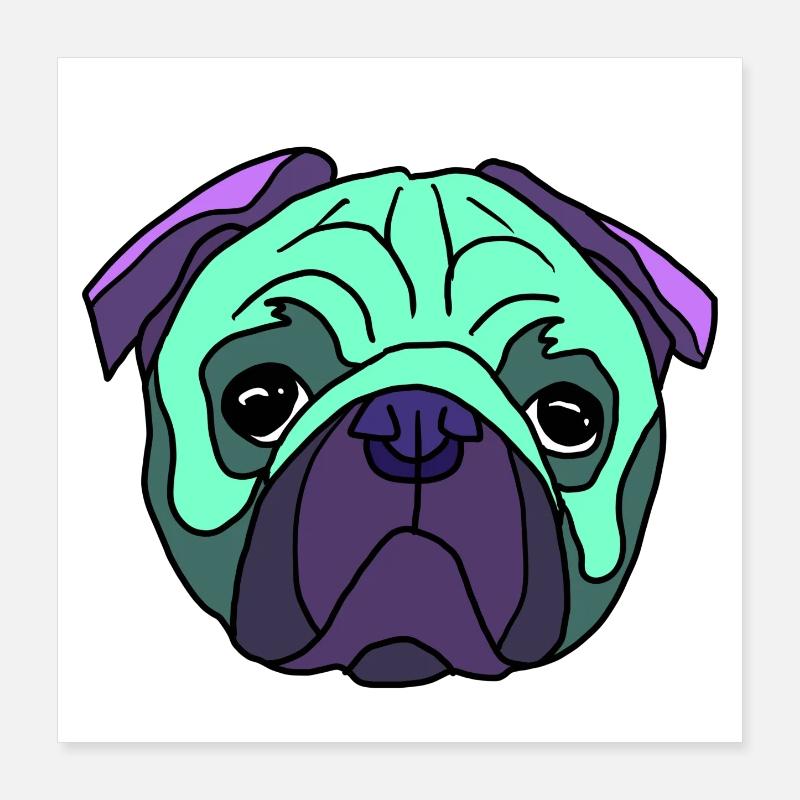 Mint Pug Kopf PopArt mobs  Poster 40x40 cm