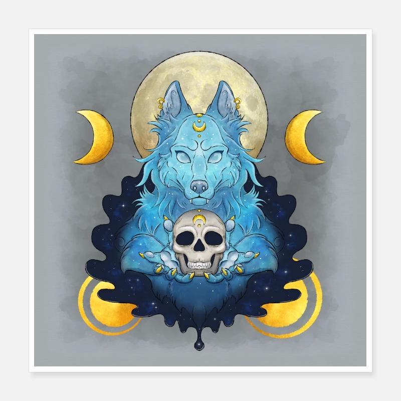 Blue Ink Spirits Posters - Lunar Witch Wolf Poster 16" x 16" (40x40 cm)