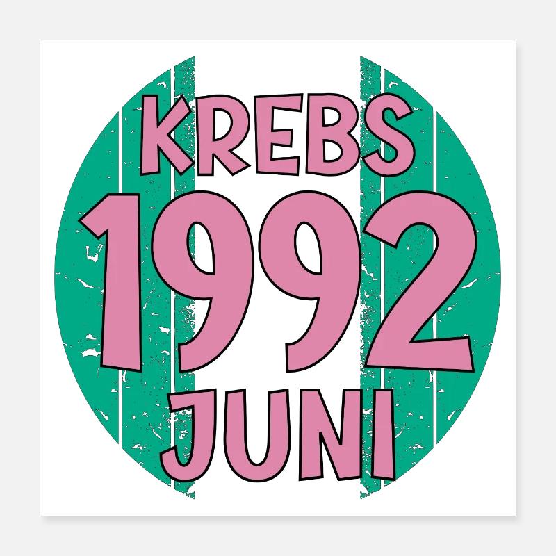 Sternzeichen Krebs Juni 1992 Geburtstag Poster 40x40 cm