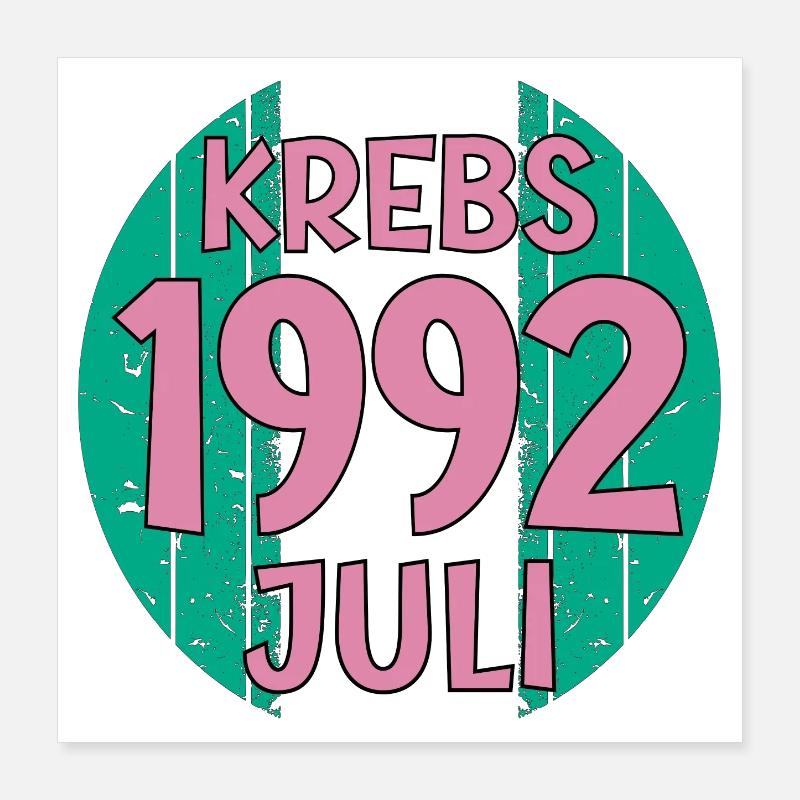 Sternzeichen Krebs Juli 1992 Poster 40x40 cm