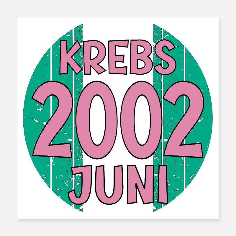 Sternzeichen Krebs Geburtstag Juni 2002 Poster 40x40 cm