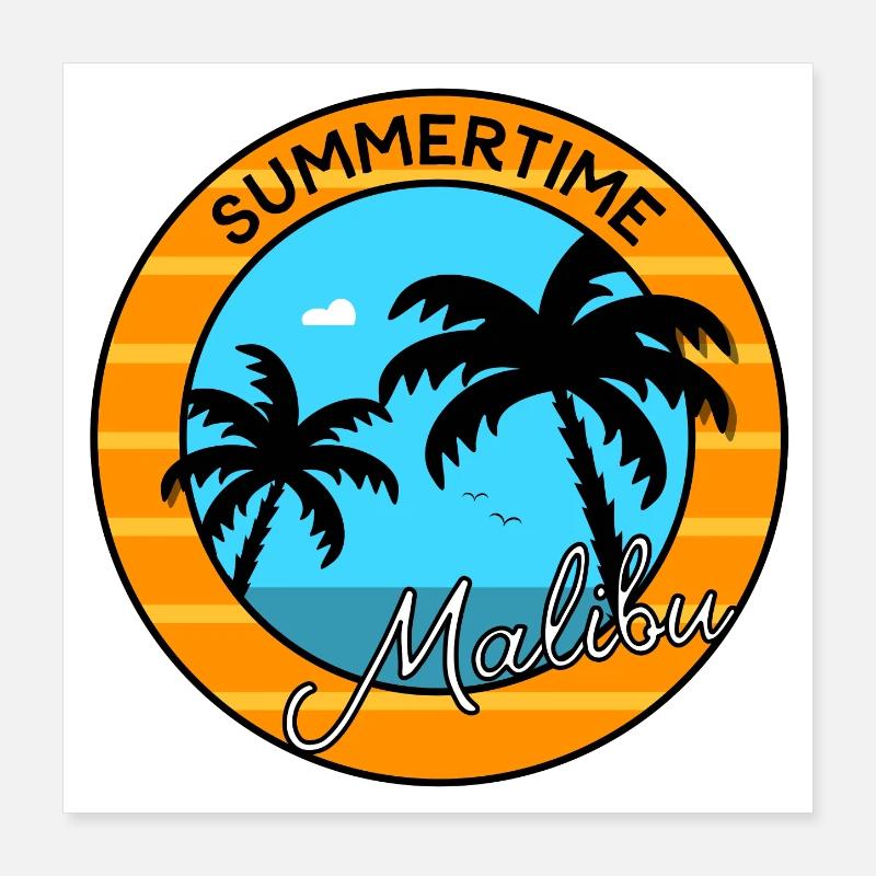 Summertime Malibu - Poster 40x40 cm - Weiß