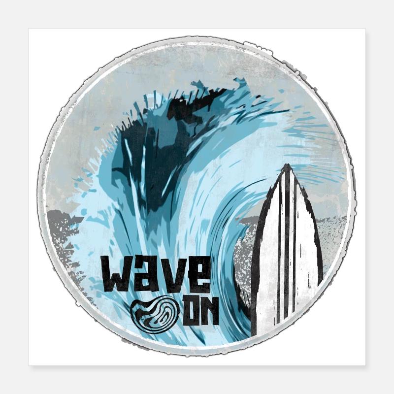 Vague de mer avec design de planche de surf Poster 40 x 40 cm