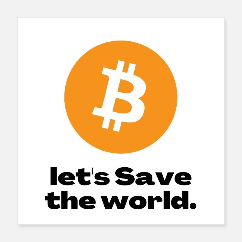 Bitcoin emblem on bright orange circle Poster 16" x 16" (40x40 cm)