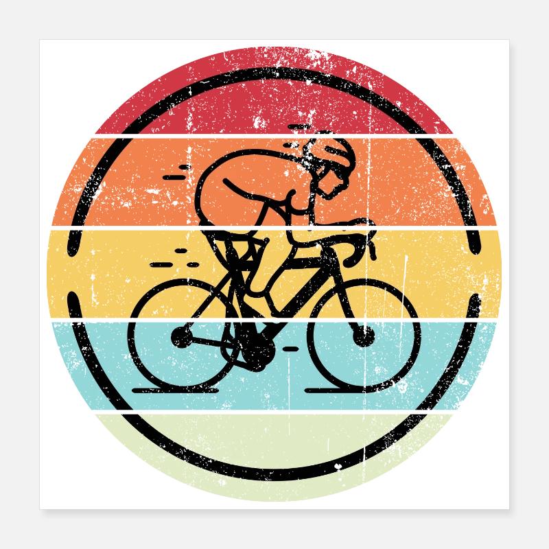Retro-Radfahrer in Sunset Circles Poster 40x40 cm