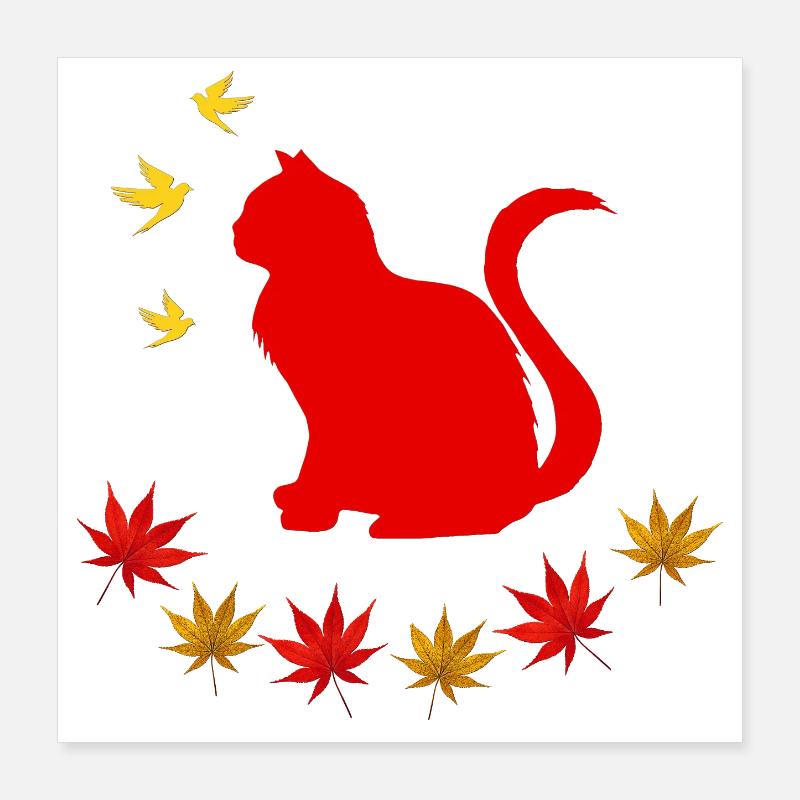 sitzende katze, herbstlich, pet prints Poster 40x40 cm
