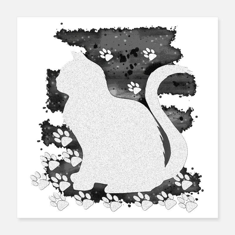 Sitzende katze hell HG, silhouetten, closing Poster 40x40 cm