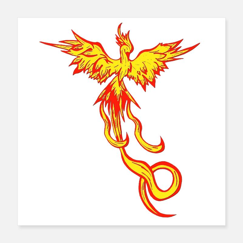 Feuervogel, fliegendes feuerwesen seite Poster 40x40 cm