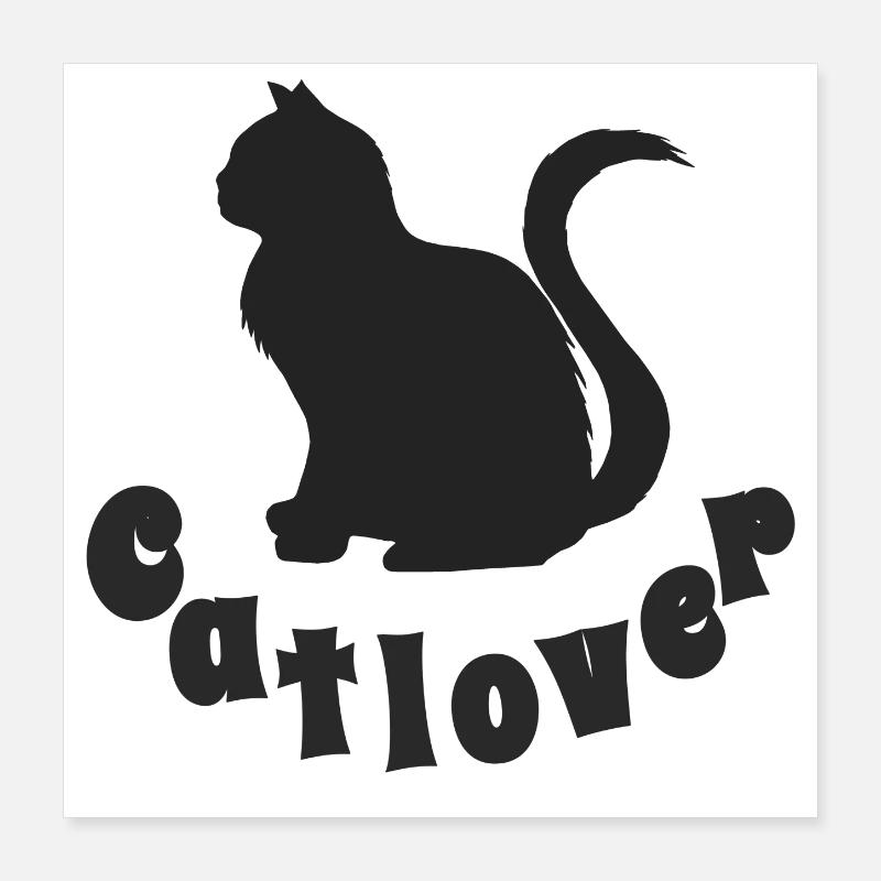 Catlover, Silhouette, Typographie, Samtpfote Poster 40x40 cm