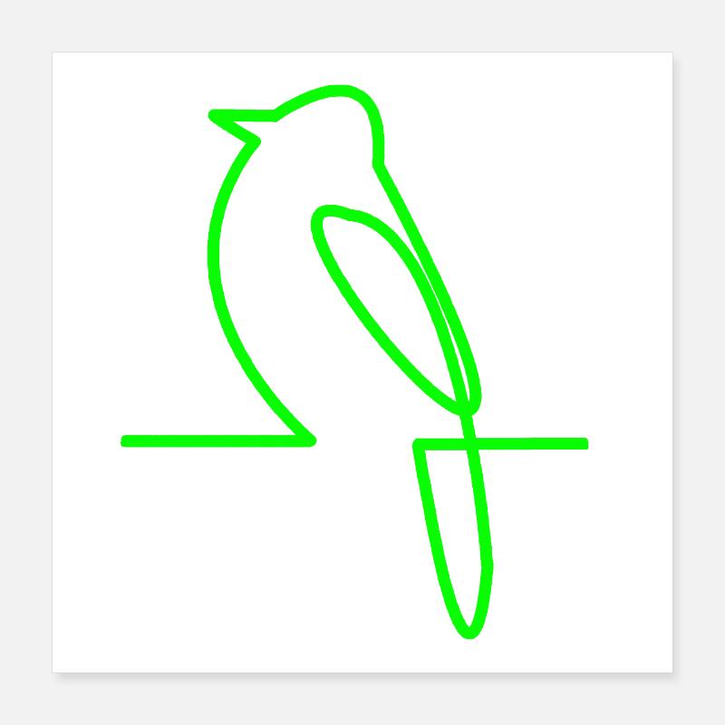 Leuchtender Vogel Linienkunst Poster 40x40 cm