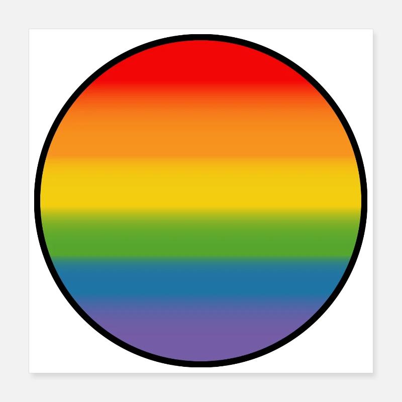 Rainbow Gradient Chemise ronde blanche Poster 40 x 40 cm