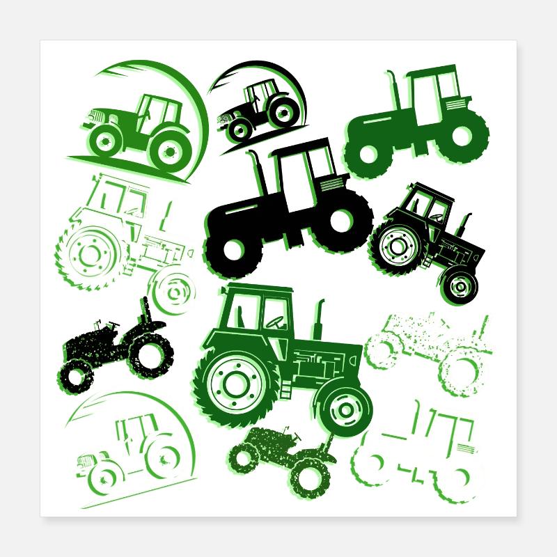 tas de tracteurs Poster 40 x 40 cm