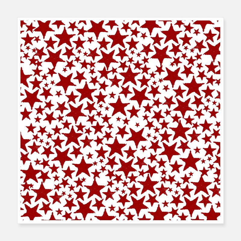 Red star pattern on black background Poster 16" x 16" (40x40 cm)
