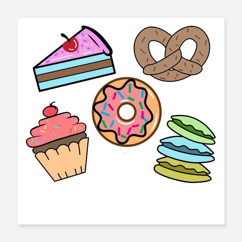 Bonbons Snack Cupcake Donut Cake Cuisson Poster 40 x 40 cm