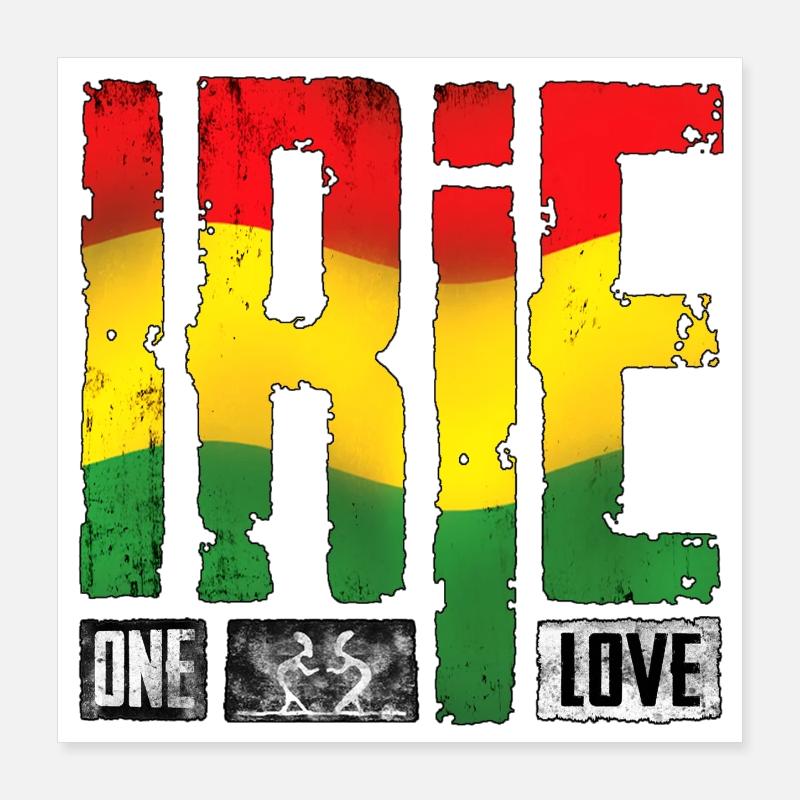 Vibrantes Reggae-Design mit Regenbogenfarben Poster 40x40 cm