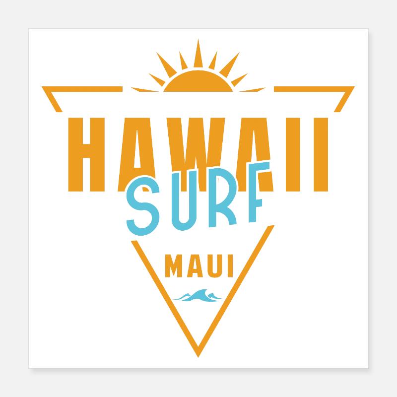 Hawaï Surf Maui Rétro Triangle Poster 40 x 40 cm