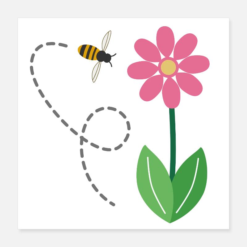 Die Blume und die Biene Poster 40x40 cm