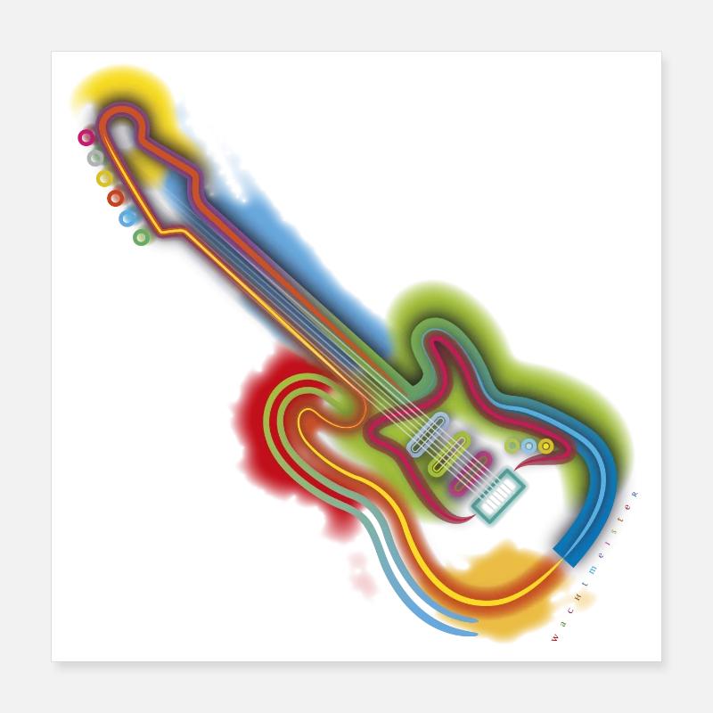 Pop Art Guitar Poster 40x40 cm