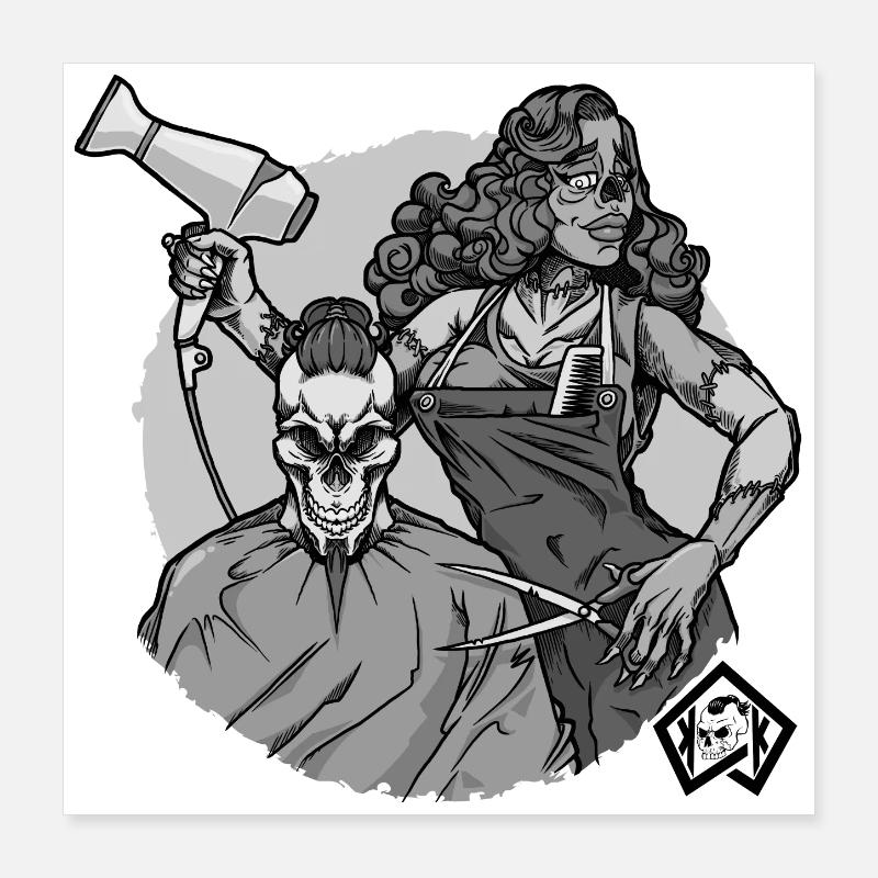 Coiffeur, Coiffeur, Coiffeur, Coiffeur, Crâne Poster 40 x 40 cm