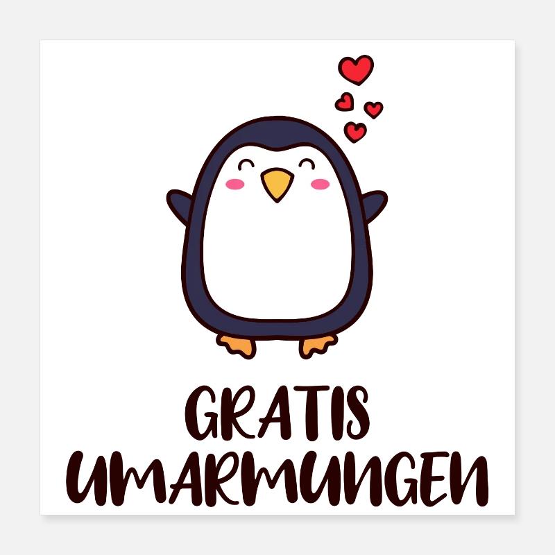 Pinguin Herz Süß Statement Tier Vogel Arktis Poster 40x40 cm