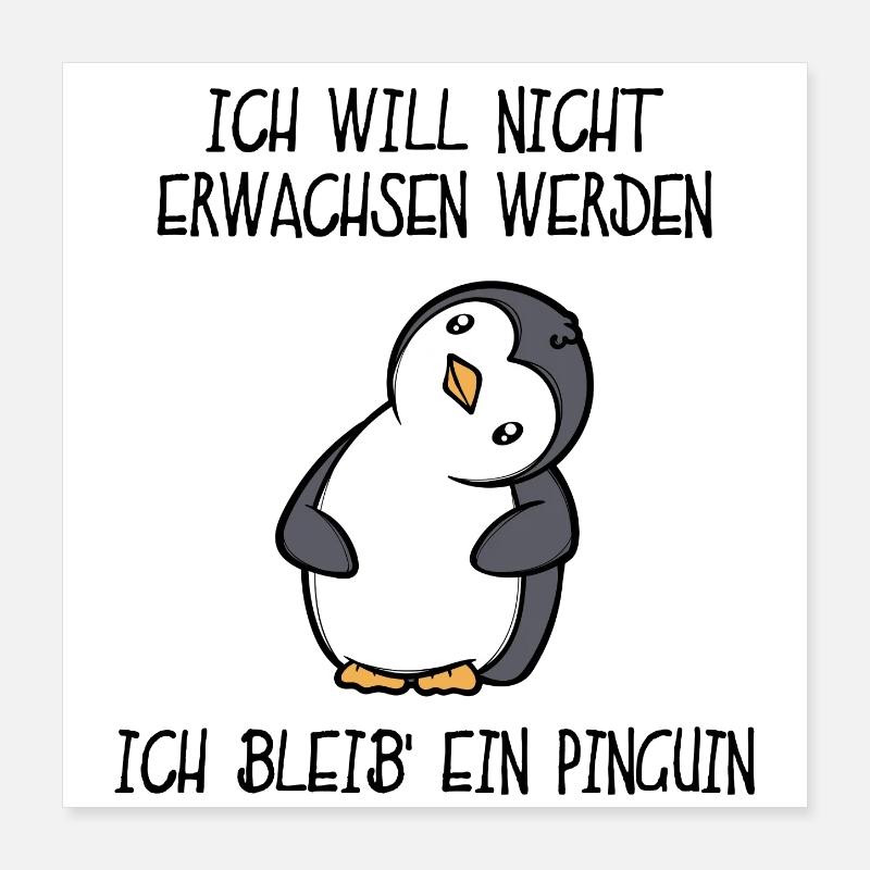 Lustig Süß Pinguin Tier Vogel Statement Poster 40x40 cm