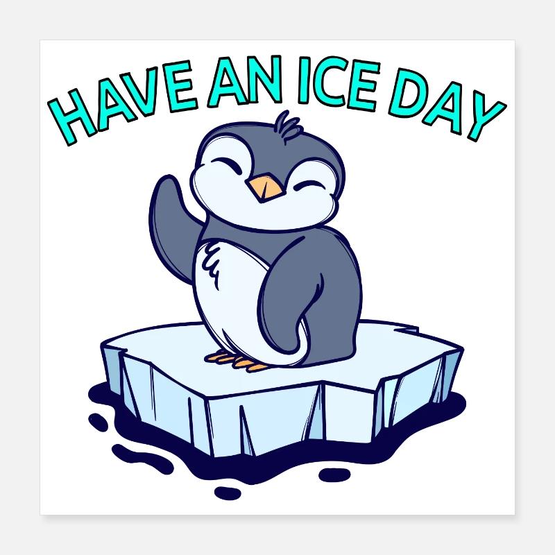 Cool Penguin Ice Statement Bird Animal Antarctica Poster 16" x 16" (40x40 cm)