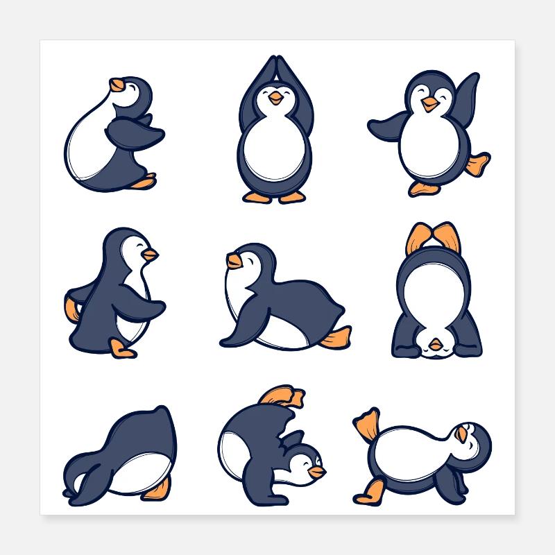 Vögel Piguin Südpol Tanzen Tier Seevogel Poster 40x40 cm