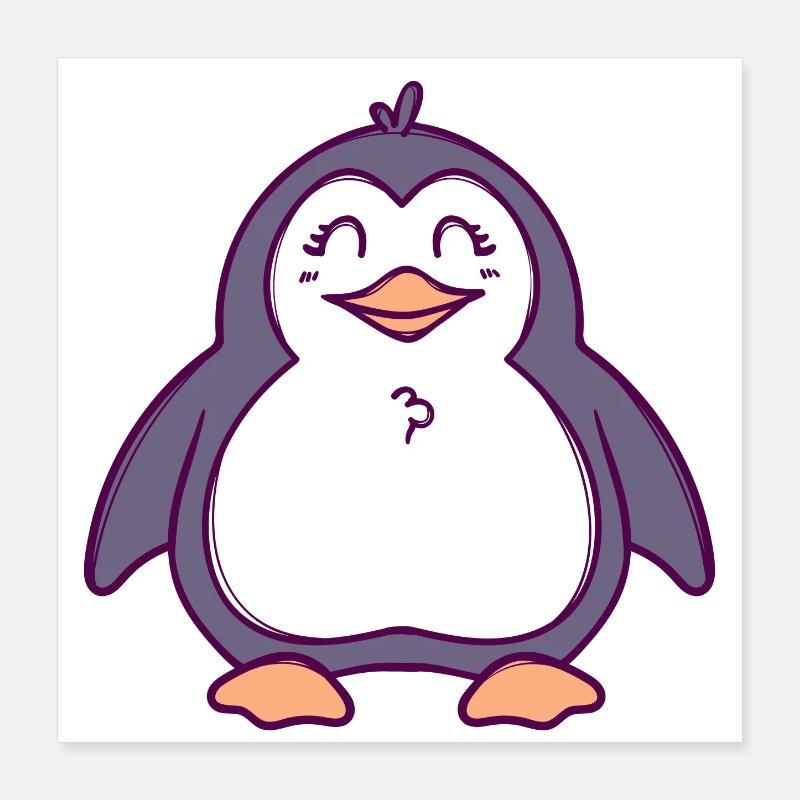 Süß Vogel Tier Pinguin Seevogel Zoo Poster 40x40 cm