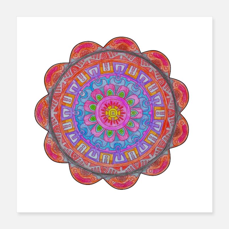 Kreismandala Farbexplosion Poster 40x40 cm