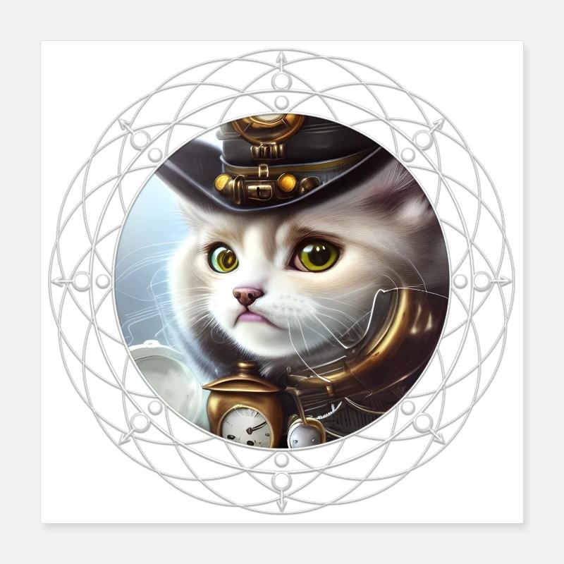 Chaton steampunk mignon Poster 40 x 40 cm