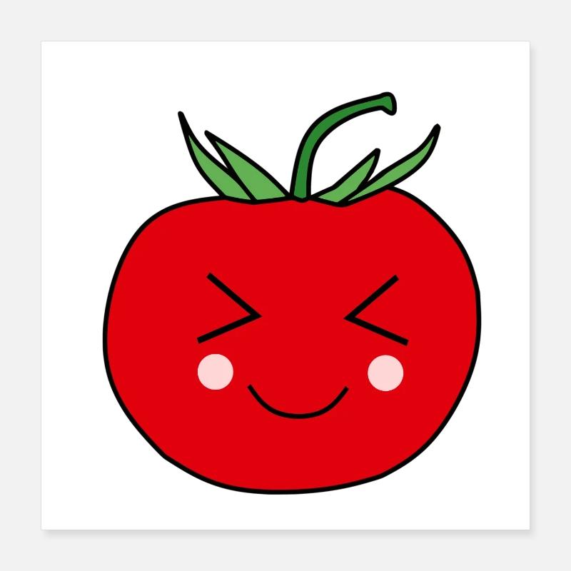 Cadeau de design de visage de tomate mignon Poster 40 x 40 cm