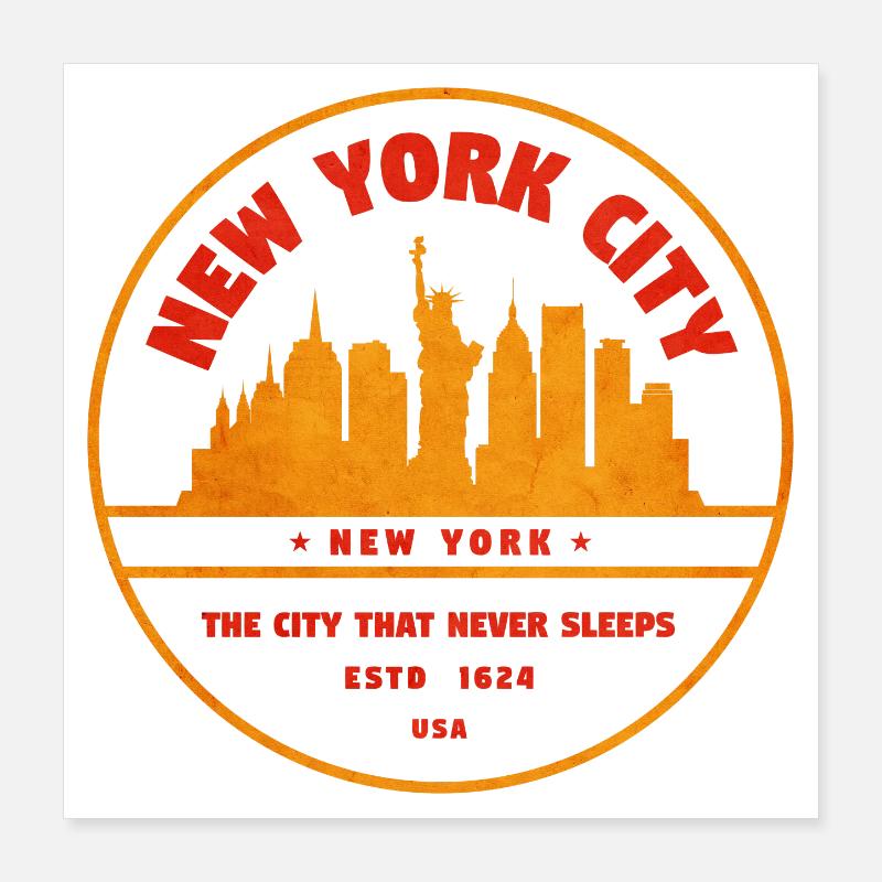 Design rétro de timbres New York Skyline Poster 40 x 40 cm