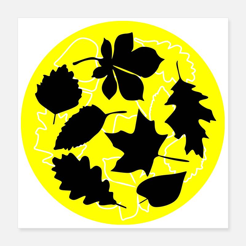 Autumn Circle Leaves Poster 16" x 16" (40x40 cm)