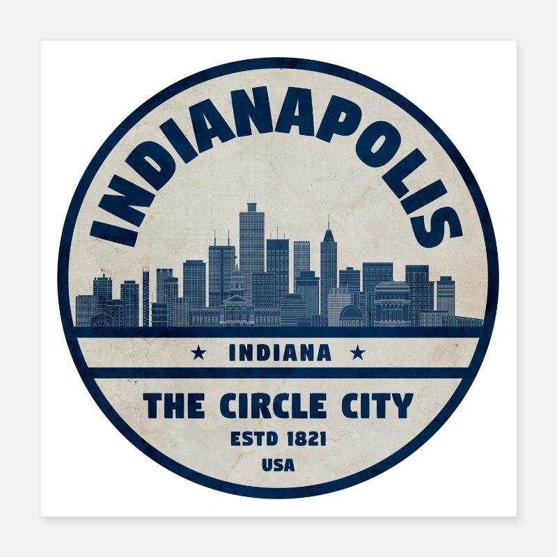 Ville du comté d’Indianapolis Skyline Poster 40 x 40 cm