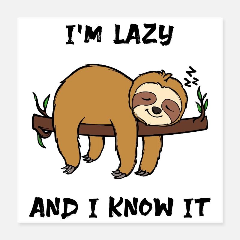 Faultier Faul Tier Schlafen Statement Urwald Poster 40x40 cm