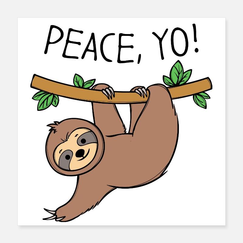 Sloth Cool Statement Hammock Jungle Animal Poster 16" x 16" (40x40 cm)