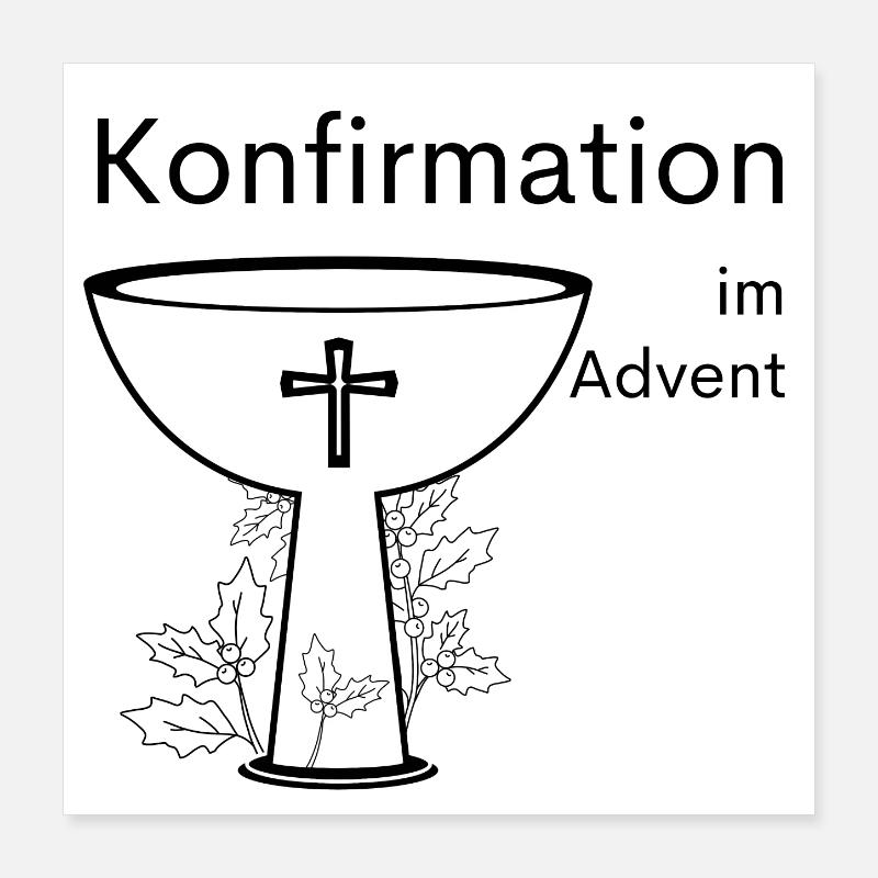 Konfirmation im Advent Abendmahl Stechpalme Symbol Poster 40x40 cm